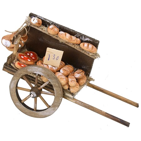 The wagon with the bread and pizzas
