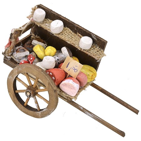 Carro per presepe con salumi e formaggi Mondo Presepi