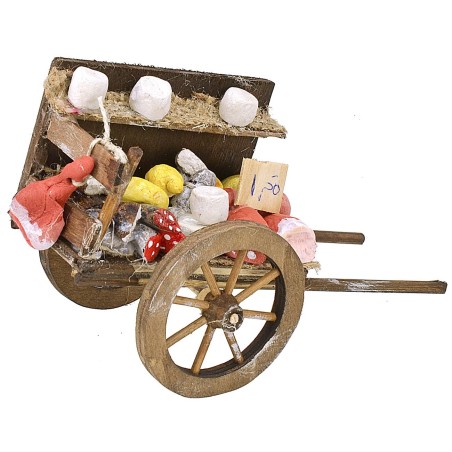 Carro per presepe con salumi e formaggi Mondo Presepi