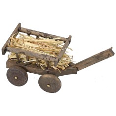 Carretto in legno con paglia cm 11,2x4,5x4,5 h Mondo Presepi