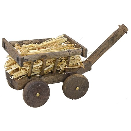 Carretto in legno con paglia cm 11,2x4,5x4,5 h