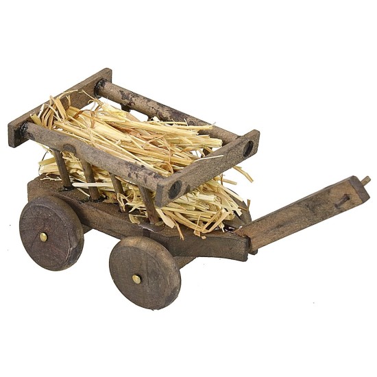 Carretto in legno con paglia cm 11,2x4,5x4,5 h