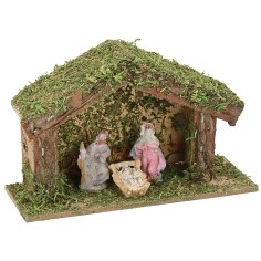 Capanna con Natività cm 12x4,5x7,5 h Mondo Presepi