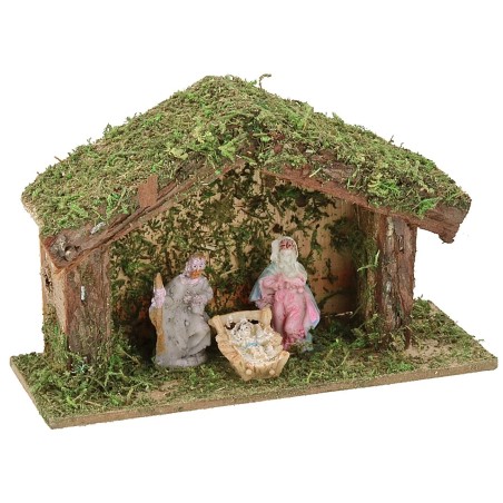 Capanna con Natività cm 12x4,5x7,5 h Mondo Presepi