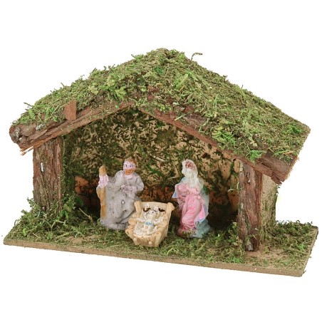 Capanna con Natività cm 12x4,5x7,5 h Mondo Presepi