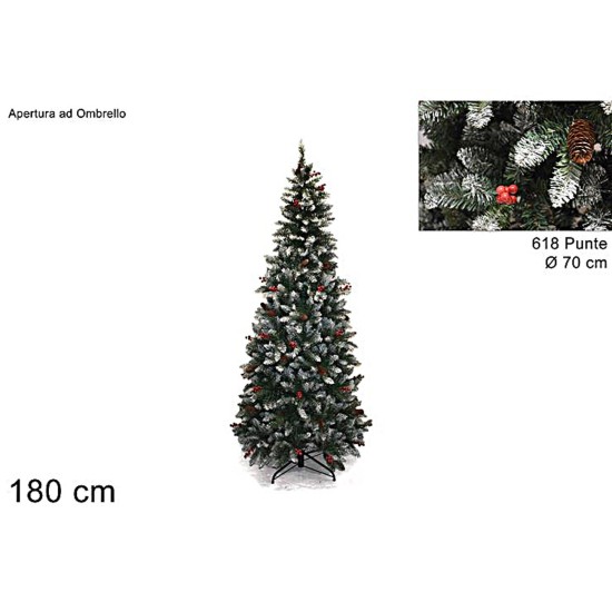 Snowy tree with pine cones and berries h 180 cm with 618 points