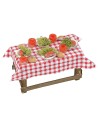 Wooden table with tablecloth and dishes cm 10x6x4 h