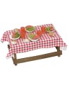 Wooden table with tablecloth and dishes cm 13x6,5x5 h