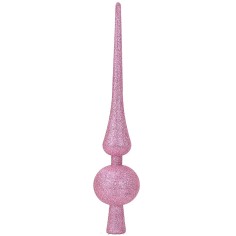 Punta de árbol de Navidad de 30 cm rosa con purpurina