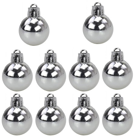 Juego de 10 bolas plateadas de ø 3 cm para árbol de Navidad