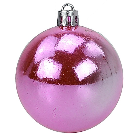 Conjunto de 24 bolas rosas de ø 6-7 cm para árbol de Navidad Mondo Presepi.