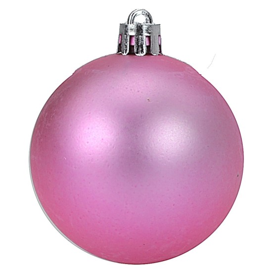 Conjunto de 24 bolas rosas de ø 6-7 cm para árbol de Navidad.