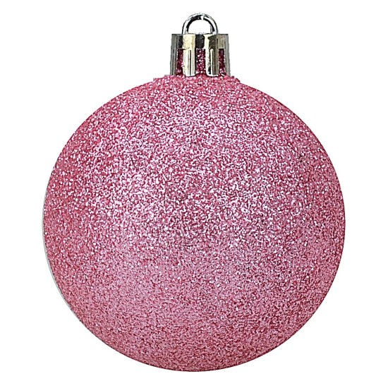 Conjunto de 24 bolas rosas de ø 6-7 cm para árbol de Navidad.