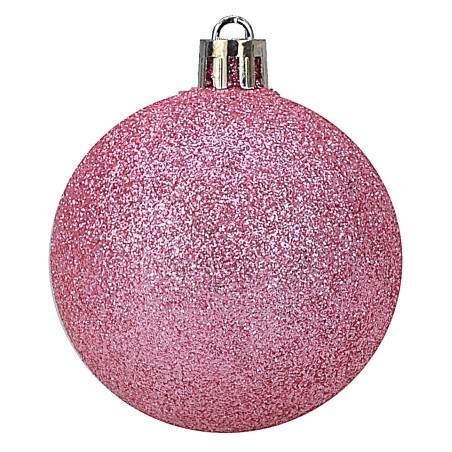 Conjunto de 24 bolas rosas de ø 6-7 cm para árbol de Navidad Mondo Presepi.