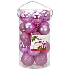 Set 24 palline rosa ø 6-7 cm per albero di Natale Mondo Presepi 2
