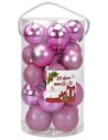 Conjunto de 24 bolas rosas de ø 6-7 cm para árbol de Navidad.