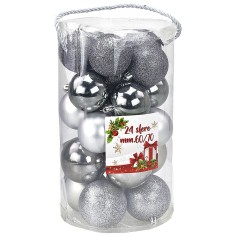Set 24 palline piombo ø 6-7 cm per albero di Natale 2
