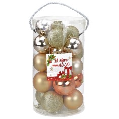 Set of 24 champagne balls ø 6-7 cm for Christmas tree