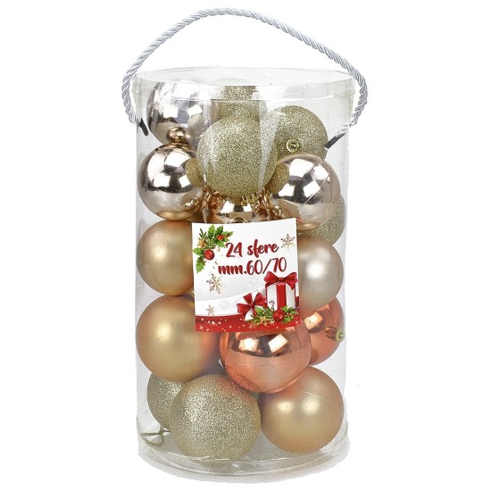 Set 24 palline champagne ø 6-7 cm per albero di Natale