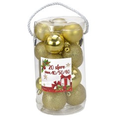 Juego de 20 bolas doradas ø 4-5-6 cm para árbol de Navidad