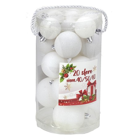 Conjunto de 20 bolas blancas de ø 4-5-6 cm para árbol de