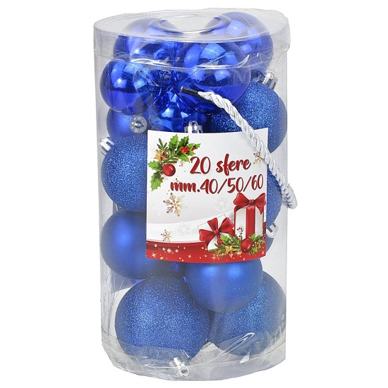 Conjunto de 20 bolas azules ø 4-5-6 cm para árbol de Navidad