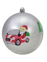 Set of 6 silver balls with Santa ø 8 cm for Christmas tree