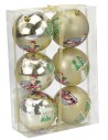 Set 6 palline oro con Babbo ø 8 cm per albero di Natale