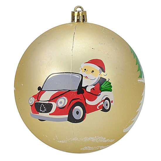 Set 6 palline oro con Babbo ø 8 cm per albero di Natale Mondo