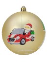 Set of 6 gold balls with Santa ø 8 cm for Christmas tree