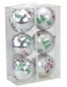 Set of 6 silver balls with Santa ø 10 cm for Christmas tree
