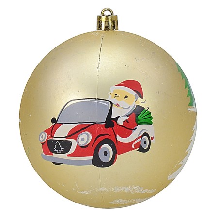 Set 6 palline oro con Babbo ø 10 cm per albero di Natale