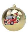 Set of 6 gold balls with Santa ø 10 cm for Christmas tree
