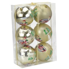 Set of 6 gold balls with Santa ø 10 cm for Christmas tree 2
