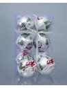 Set of 6 silver balls with Santa ø 10 cm for Christmas tree