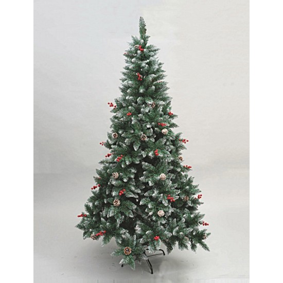 Christmas tree with berries and pine cones h 150 cm
