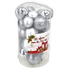 Set of 20 silver balls ø 4-5-6 cm for Christmas tree