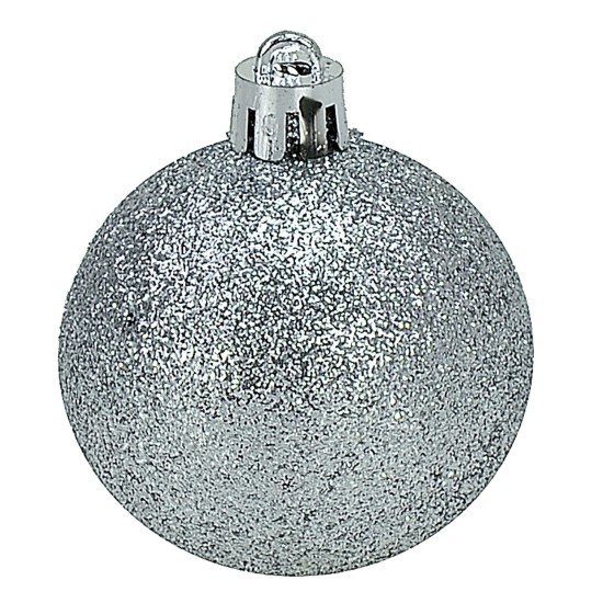 Conjunto de 20 bolas plateadas ø 4-5-6 cm para árbol de Navidad.