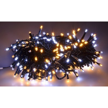 Cadena de 300 luces LED blanco frío y cálido con juegos de luces para