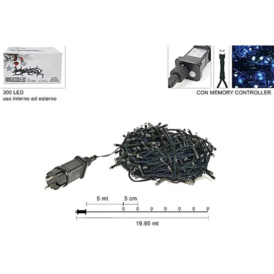 Chain of 300 cold white and blue LEDs with plays of light for