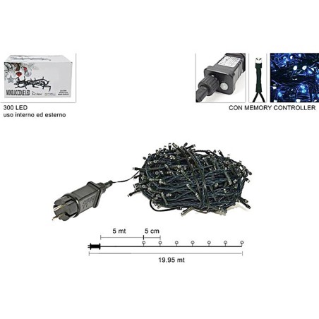 Chain of 300 cold white and blue LEDs with plays of light for