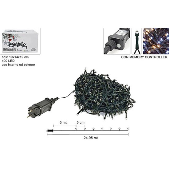Chain of 400 warm and cold white LEDs with plays of light for
