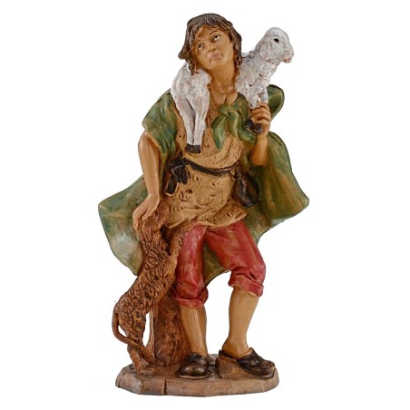 Pastor with dog and lamb on the shoulders 20 cm Euromarks