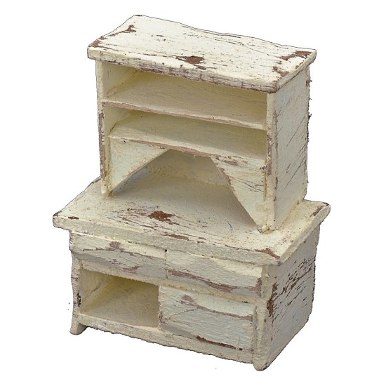 Aparador de madera blanqueada cm 5,5x3x6,5 h Mundo Pesebres