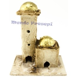 Stuccoed minaret 10x6.5x12h cm.
