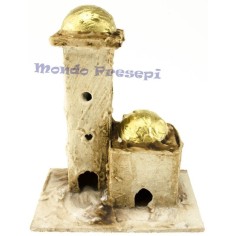 Stuccoed minaret 10x6.5x12h cm.