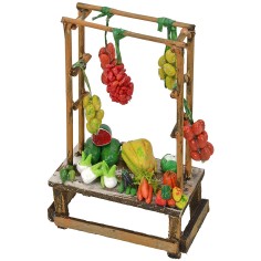 Bancarella con frutta e verdura cm 9,5x5x15 h Mondo Presepi 2