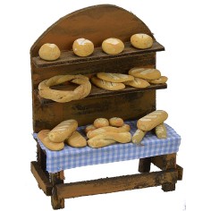 Banco con pane cm 9,7x5,2x12,7 h Mondo Presepi 2