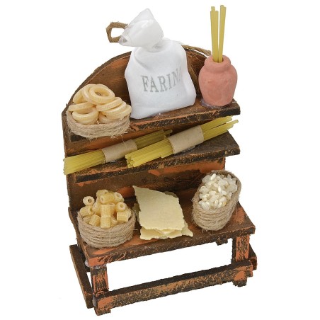 Banco con pasta surtida cm 9,5x5x13 h Mundo Pesebre