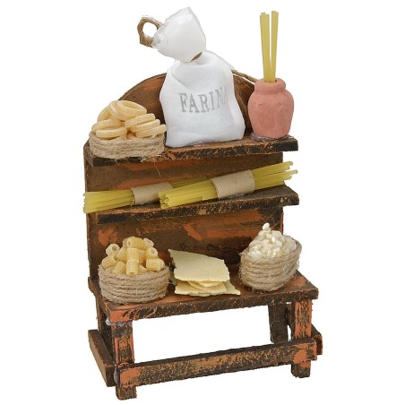 Banco con pasta assortita cm 9,5x5x13 h Mondo Presepi